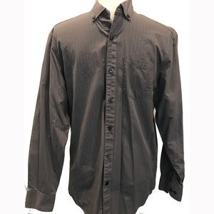 Long Sleeve Pin Stripe Gray Shirt Button Down S